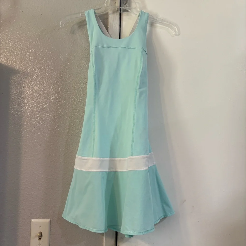 Lululemon Hot Hitter Dress Aquamarine Mint Tennis Active Criss Cross Back XS 0 - Picture 3 of 10